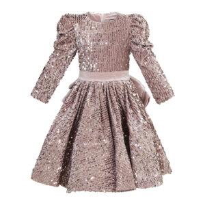 Royal Sequin Velvet Dress  - Pink