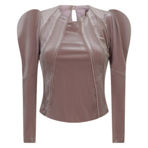 Blush pink tailored velvet shirt