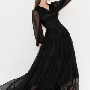 Black chiffon dress gown